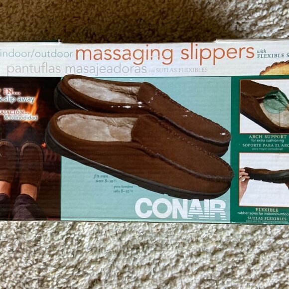 NWB Conair Massaging Brown Slipper Slip On Size 8-10 - Picture 6 of 7